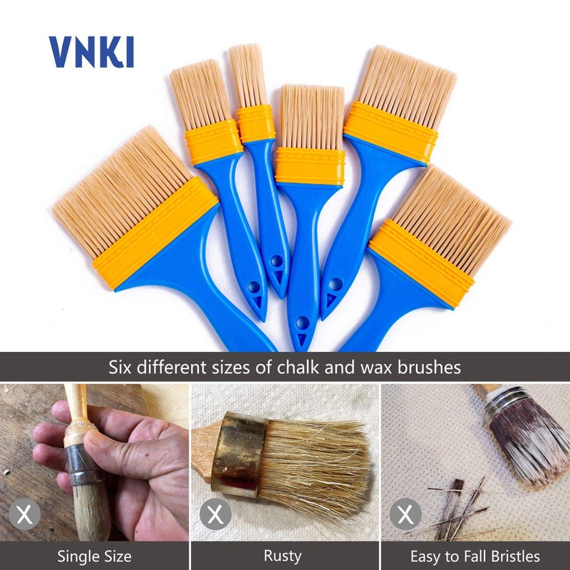 VNKI Chalk & Wax Paint Brush for Furniture - VNKI 6PCS Set Paint Brushes for Painting and Refinishing (1,1.5,2,2.5,3,4in â€¦ - Image 4